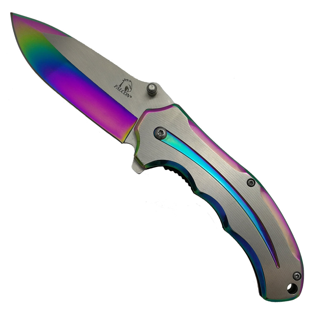 3" SIlver w Rainbow Trim Blade & Handle