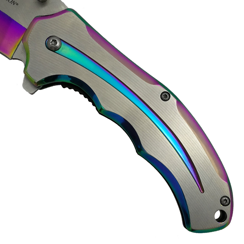 3" SIlver w Rainbow Trim Blade & Handle