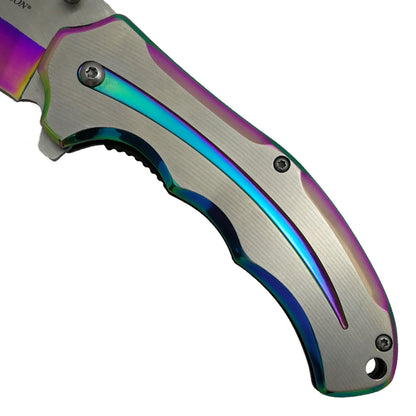 3" SIlver w Rainbow Trim Blade & Handle
