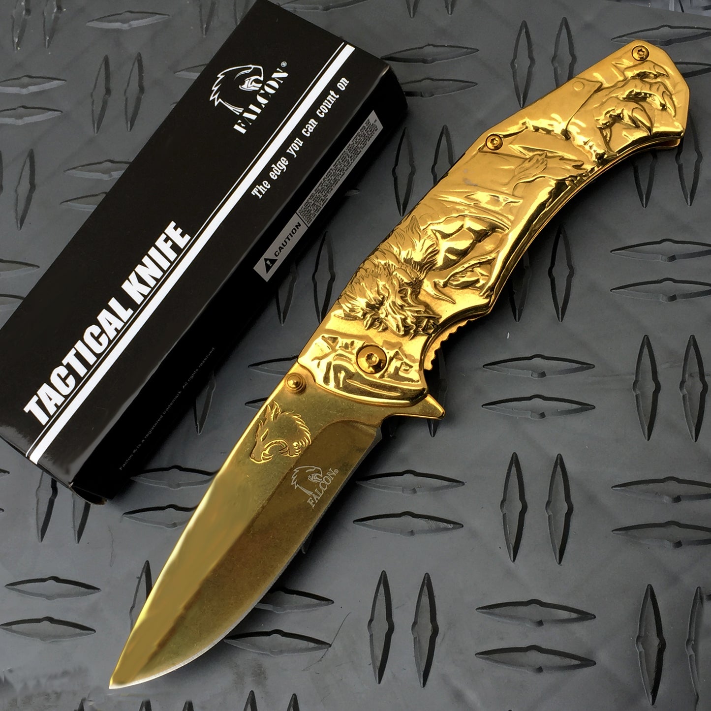 Falcon 3 1/2" Gold Blade Spring Assisted Knife