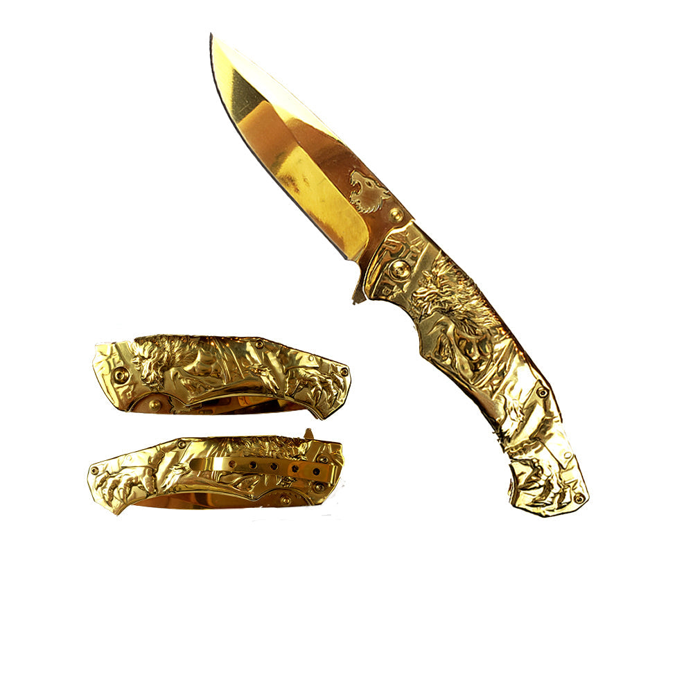 Falcon 3 1/2" Gold Blade Spring Assisted Knife