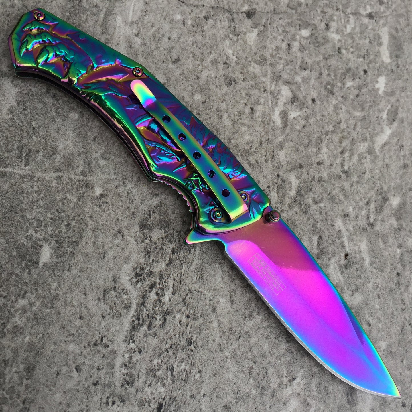 Falcon 3 1/2" Rainbow Blade Spring Assisted Knife