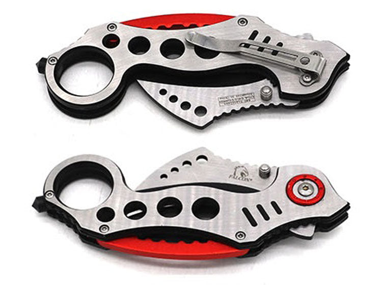 Wholesale Falcon Knives - Falcon Red 8" Spring Assisted Karambit Knife