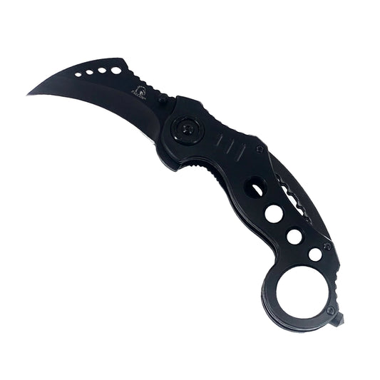 Falcon 7.5" Overall Black Spring Assisted Karambit Knife