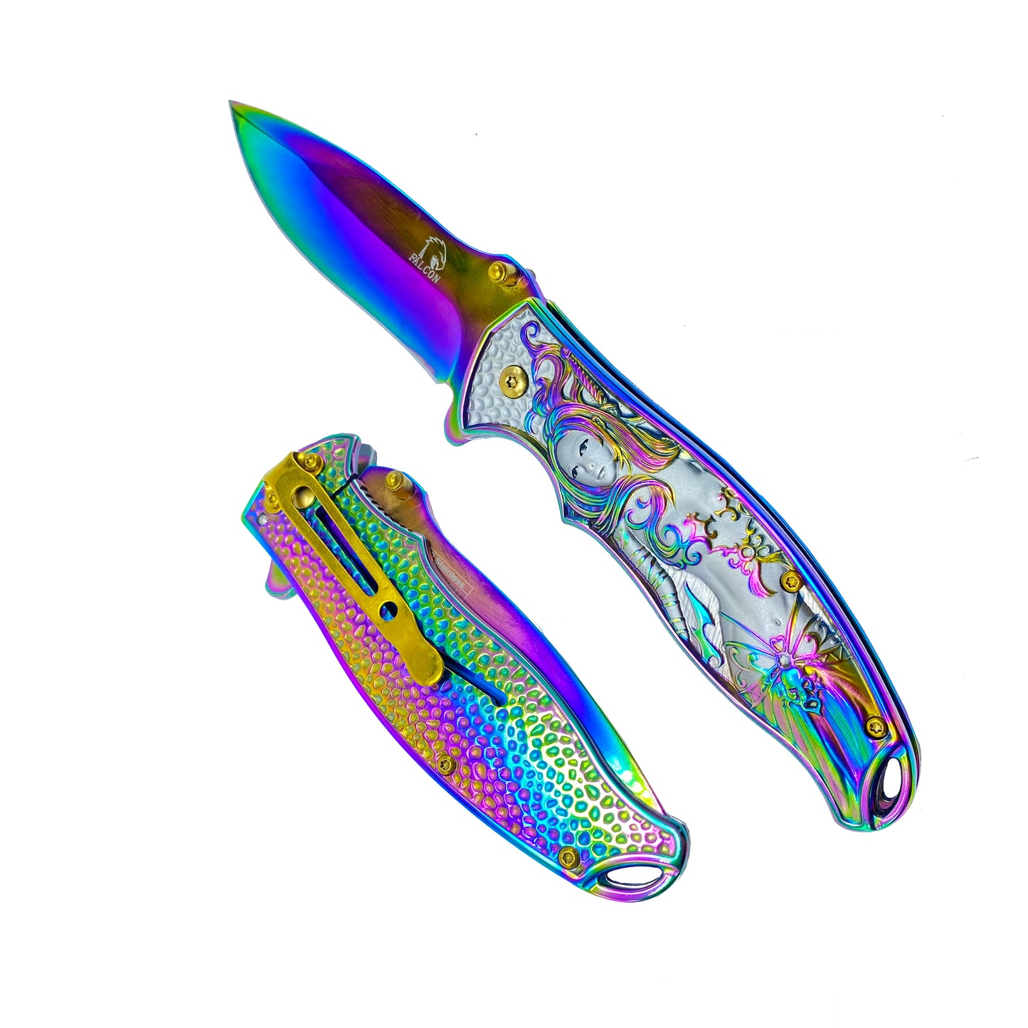 Shop Wholesale Falcon Pocket Knife Rainbow Mermaid | Pacific Solution.