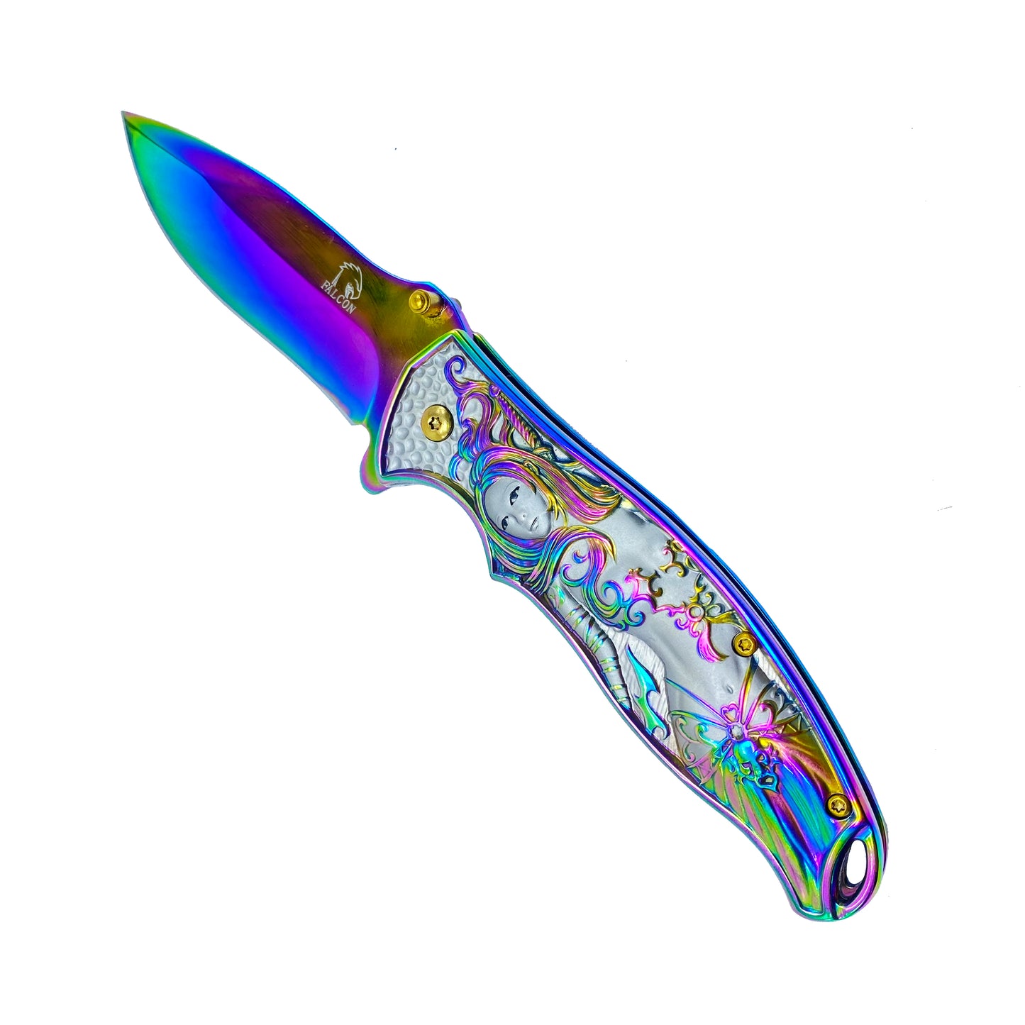 Shop Wholesale Falcon Pocket Knife Rainbow Mermaid | Pacific Solution.