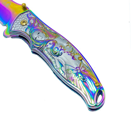 Shop Wholesale Falcon Pocket Knife Rainbow Mermaid | Pacific Solution.