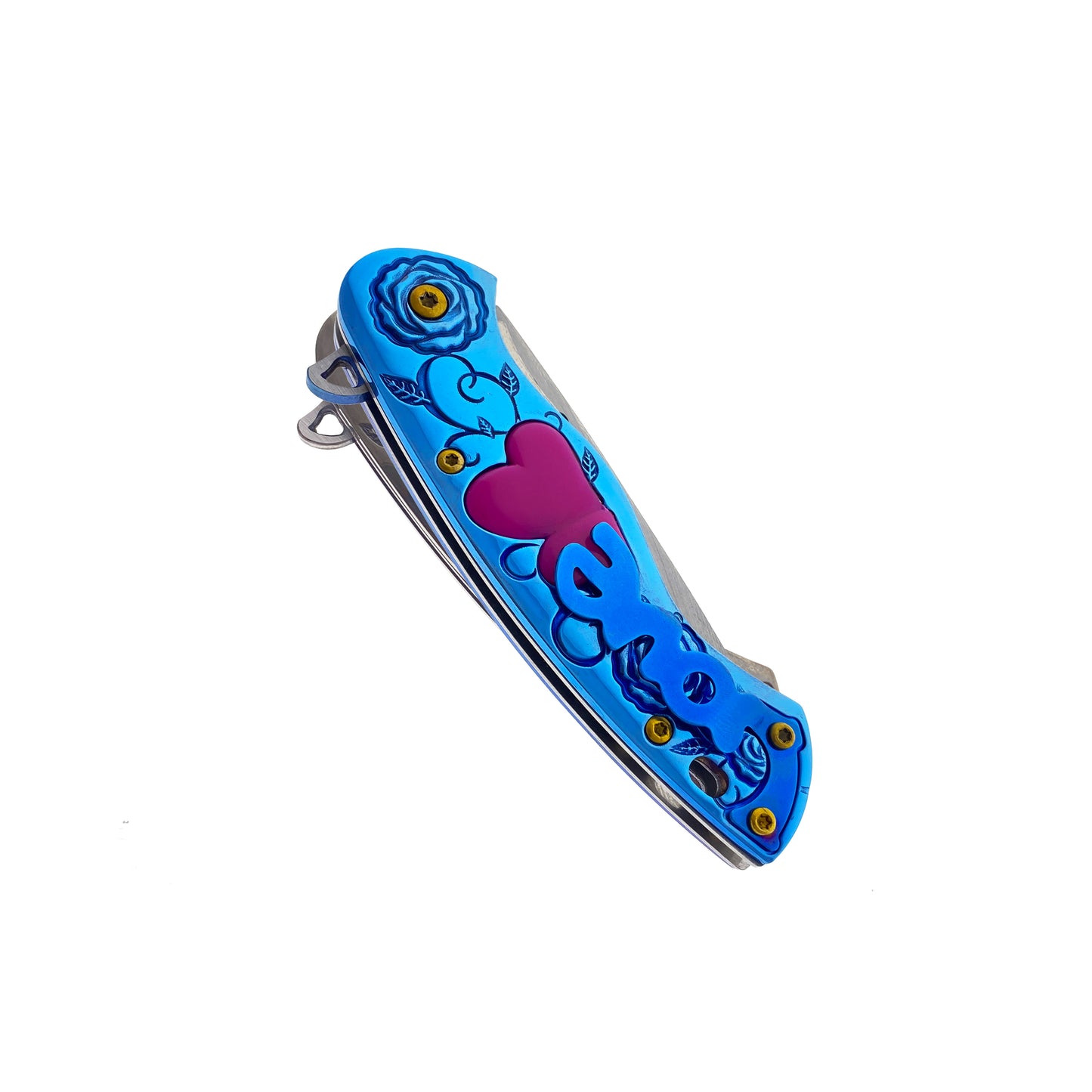 Falcon 7" Overall in Length Blue Handle w/ Pink Heart