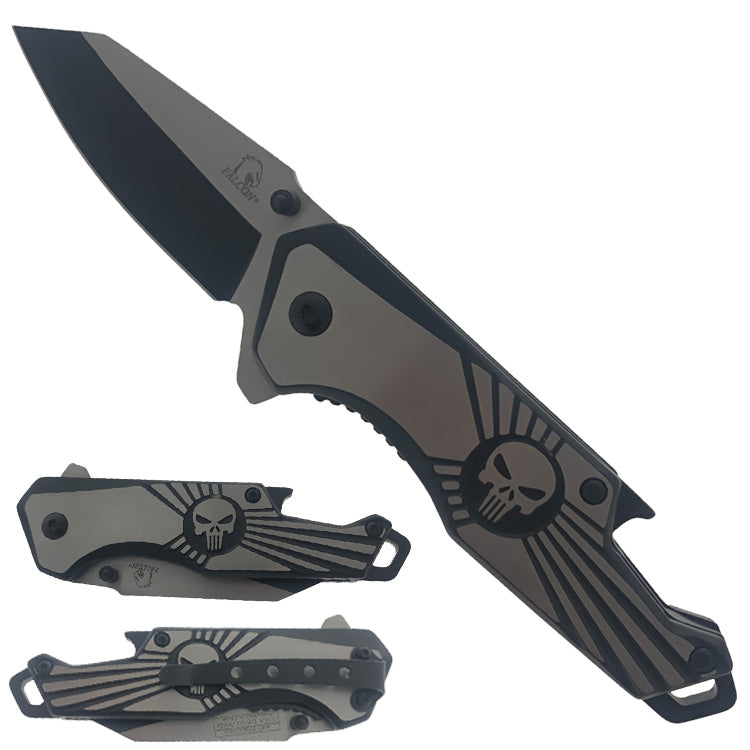 Falcon 7.5" Black Spring Assisted Pocket Knife