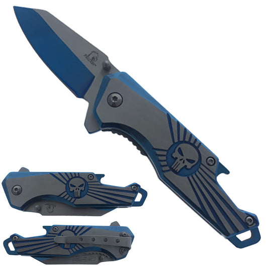 Falcon 7.5" Blue Spring Assisted Pocket Knife