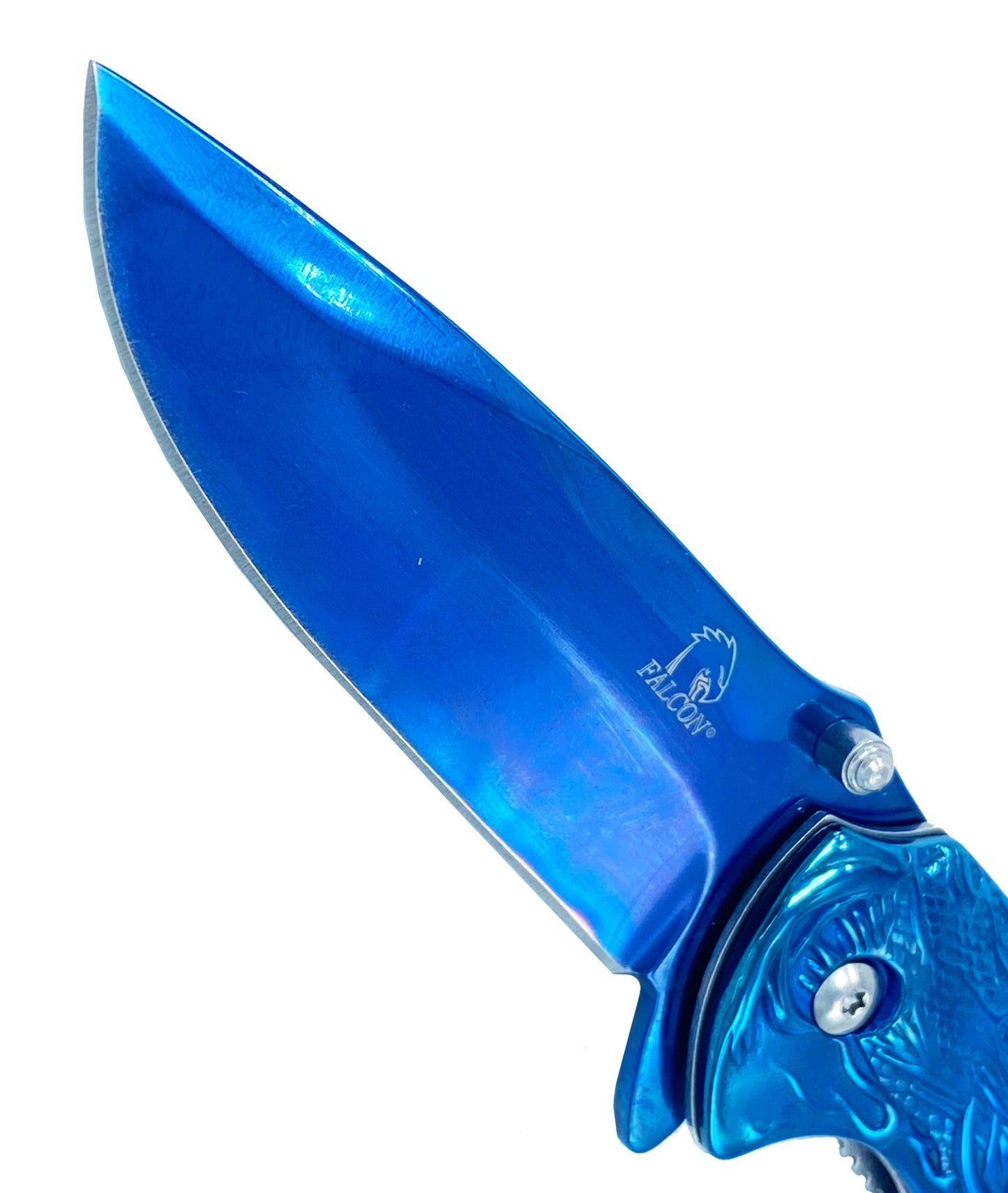3" Blue Titanium Blade 4.75" Blue Steel Handle