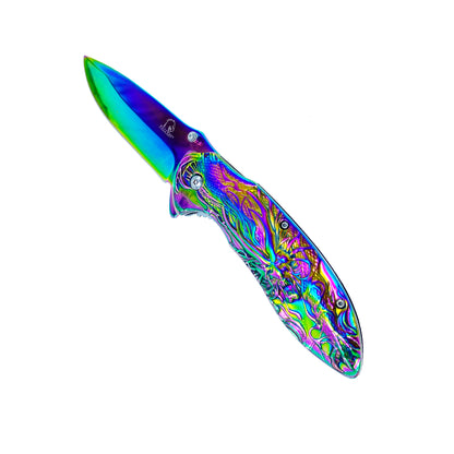 3" Rainbow Titanium Blade & 4.75" Rainbow Steel Handle