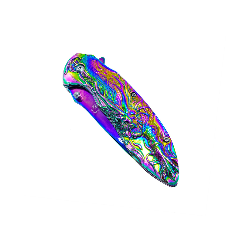 3" Rainbow Titanium Blade & 4.75" Rainbow Steel Handle