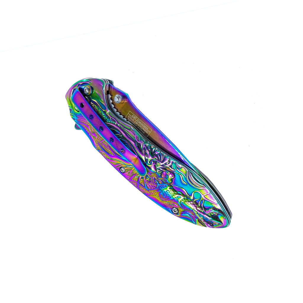 3" Rainbow Titanium Blade & 4.75" Rainbow Steel Handle