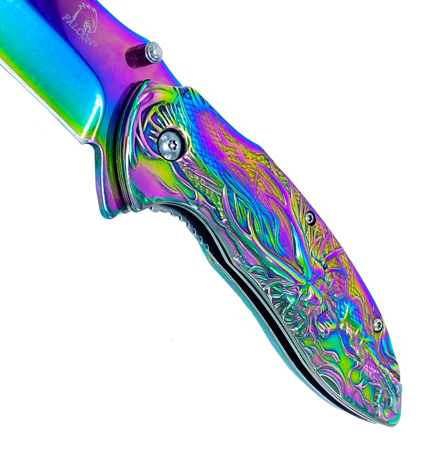 3" Rainbow Titanium Blade & 4.75" Rainbow Steel Handle