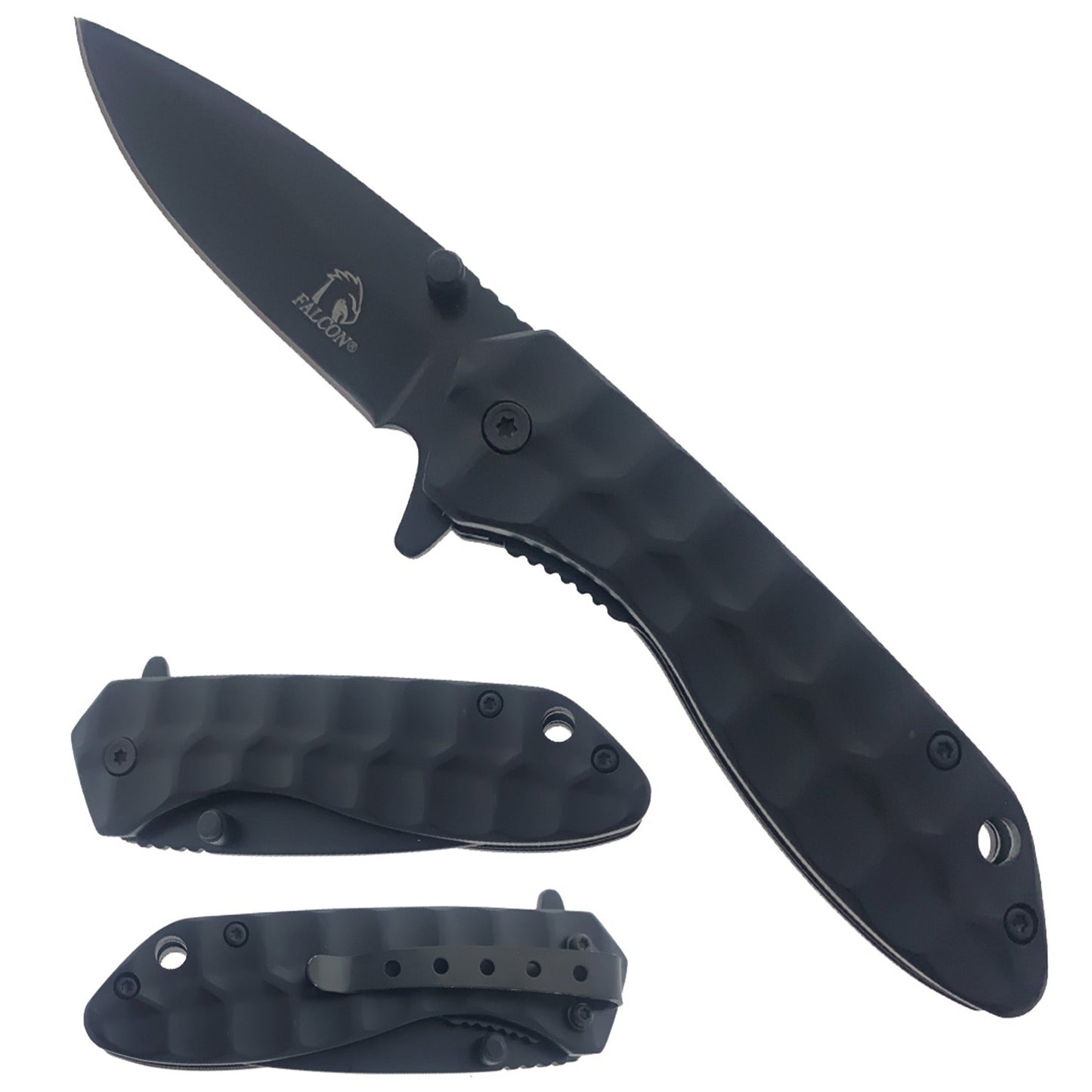 Falcon Black Semi-Automatic Spring Assisted Pocket Knife