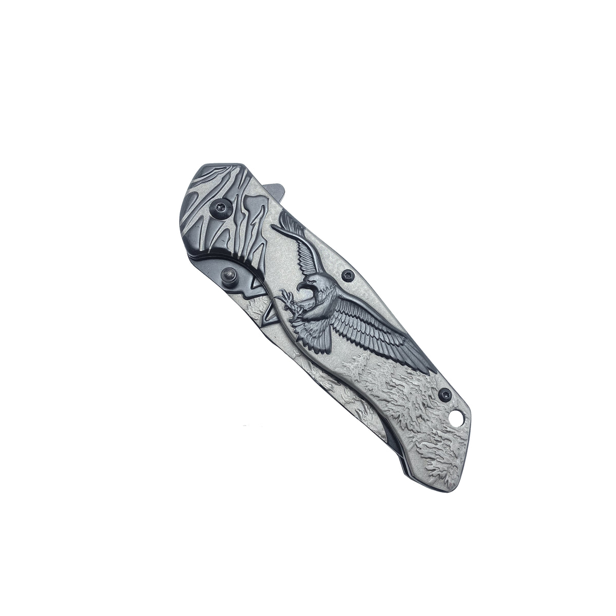 8-Inch Spring-Assisted Knife, Gray & Black Eagle Design | KS3778BK