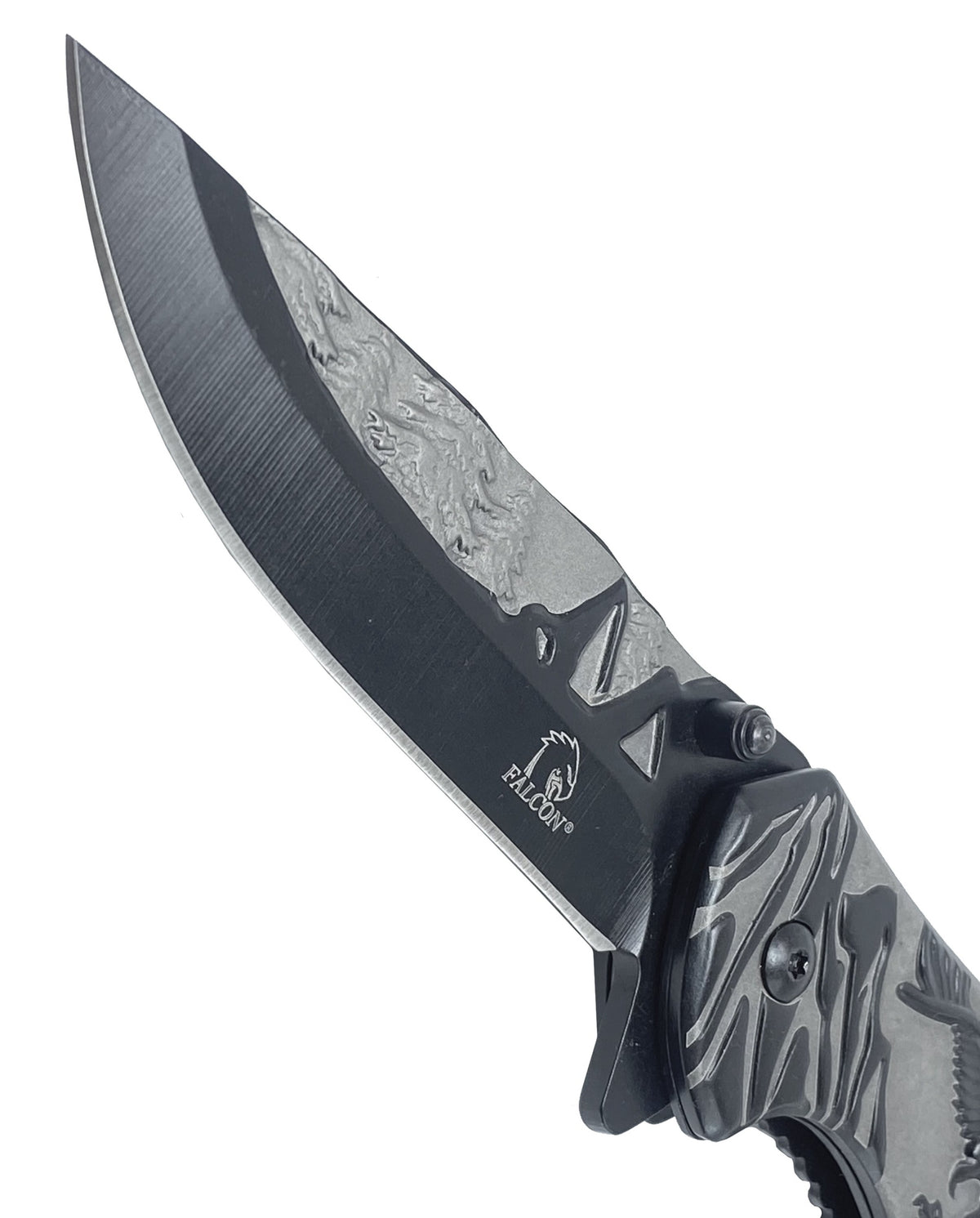 8-Inch Spring-Assisted Knife, Gray & Black Eagle Design | KS3778BK