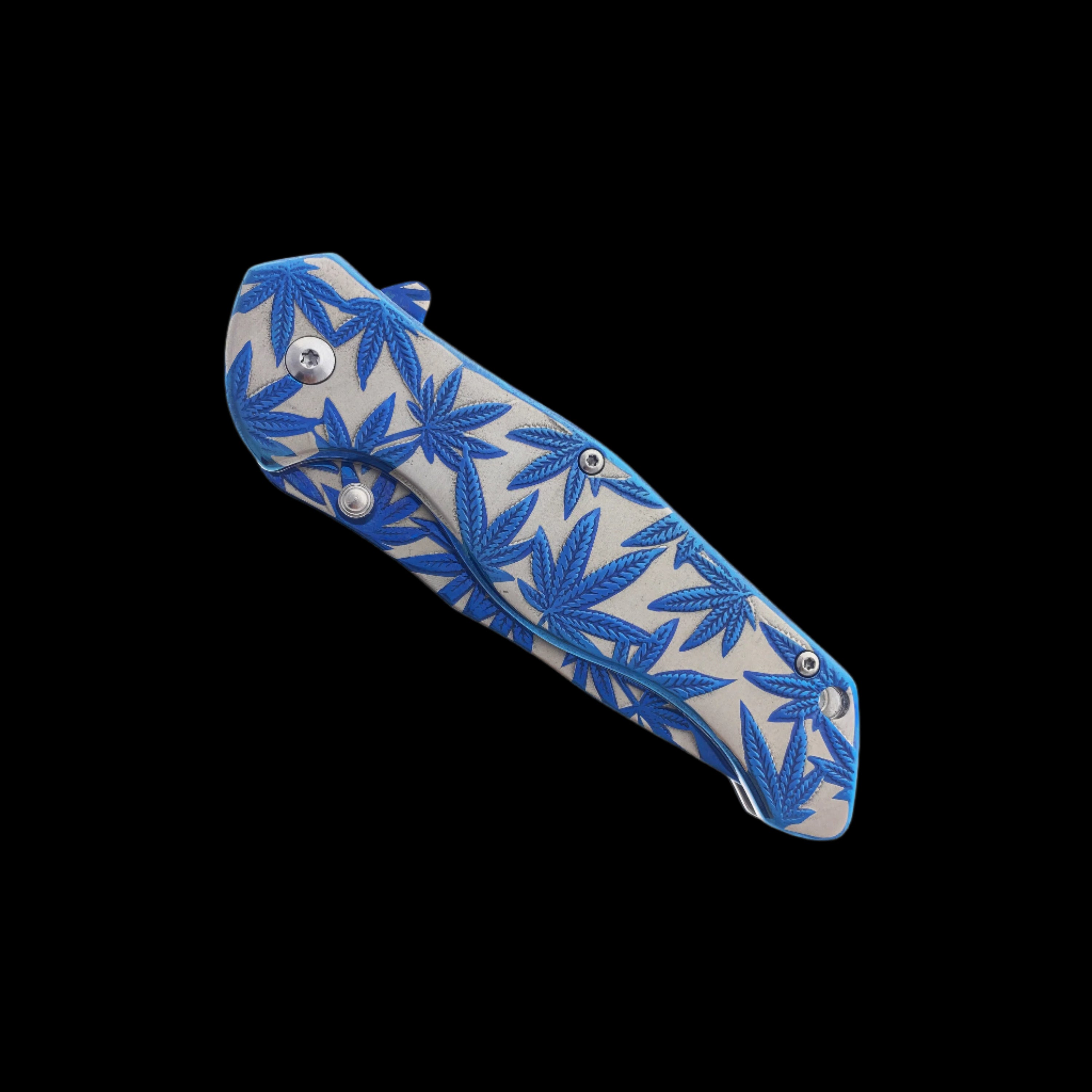 Wholesale Knives - Falcon 8" Pocket Knife w Blue Weed Design 