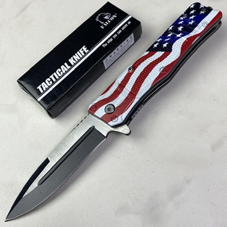 8"  Semi Automatic Folding Knife w/US Flag Handle