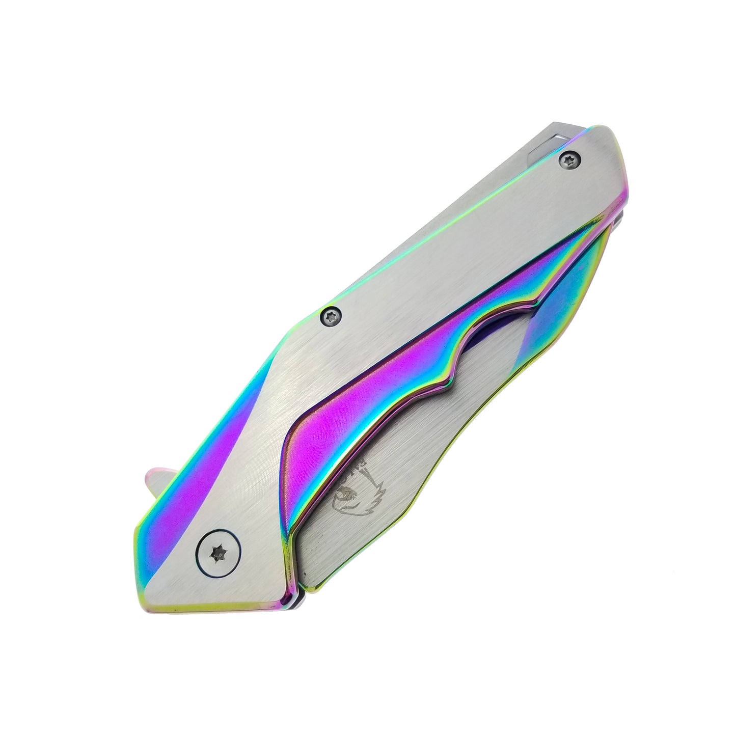 Falcon 8" Rainbow and Silver Spring Assisted Pocket Knife