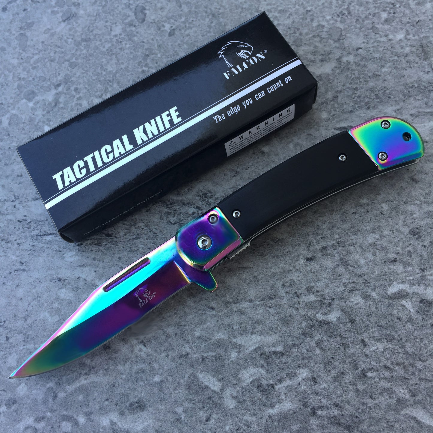 Falcon 8" Overall Rainbow with Wood Handle Knife