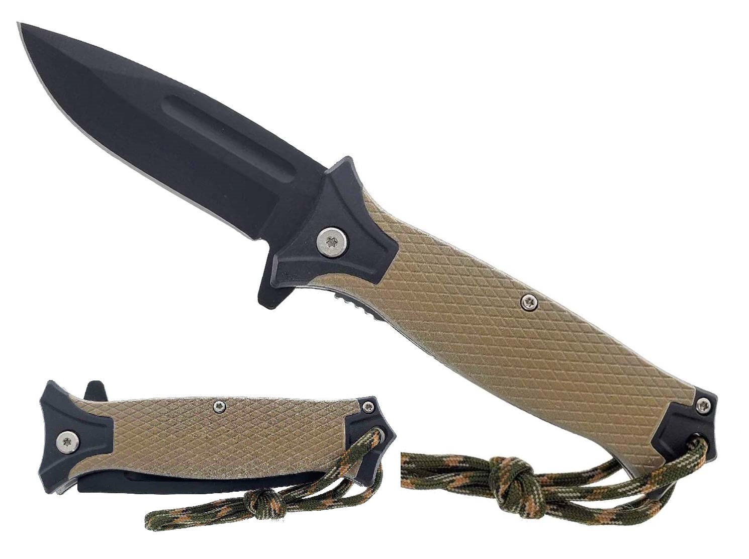 3" Black Blade / Sand Handle / Assisted Knife