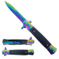 Falcon 9" Spring Assisted Stiletto Knife w/ Black Acrylic handle.