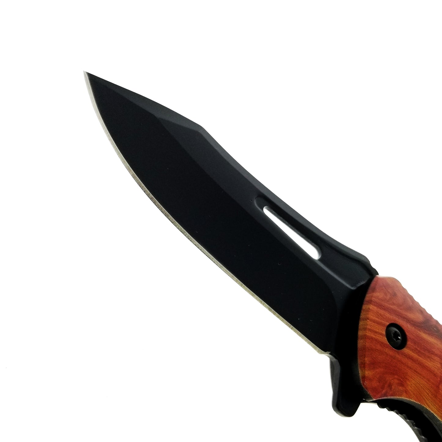 8 1/2" Spring Assisted Knife Plastic Wood Handle w Deer