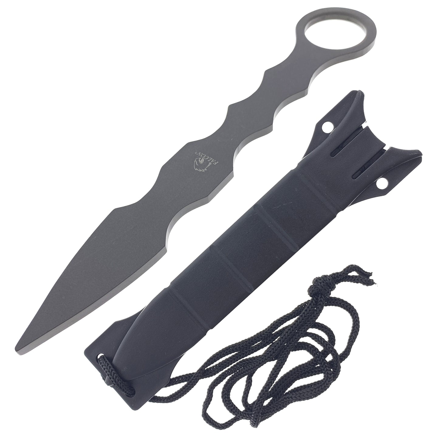 Falcon 7 1/2" Overall. Titanium Coating Trainer. Black ABS Sheath