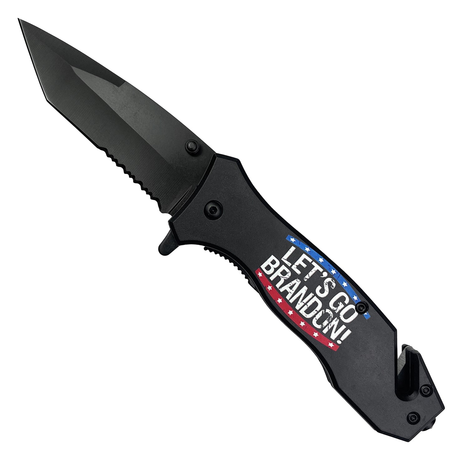 7 1/2 Spring Assisted Knife " Let's Go Brandon" Red & Blue