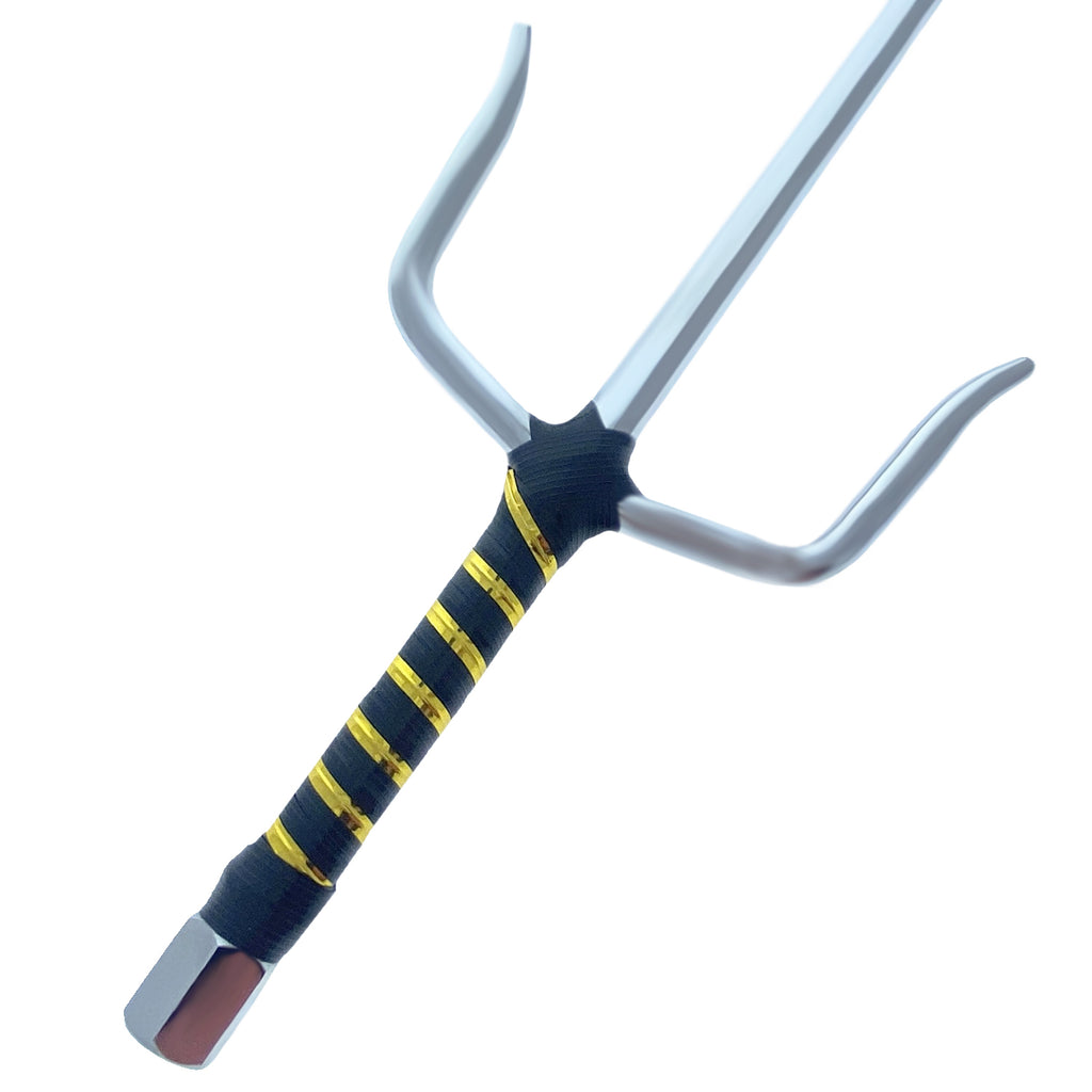 21" Chrome Sai with Black & Gold Plastic Wrapped Handle.