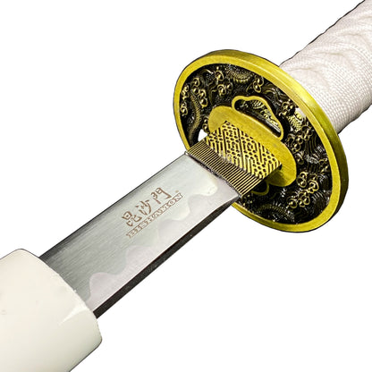 Samurai Sword White Dragon Scabbard w/ Stand