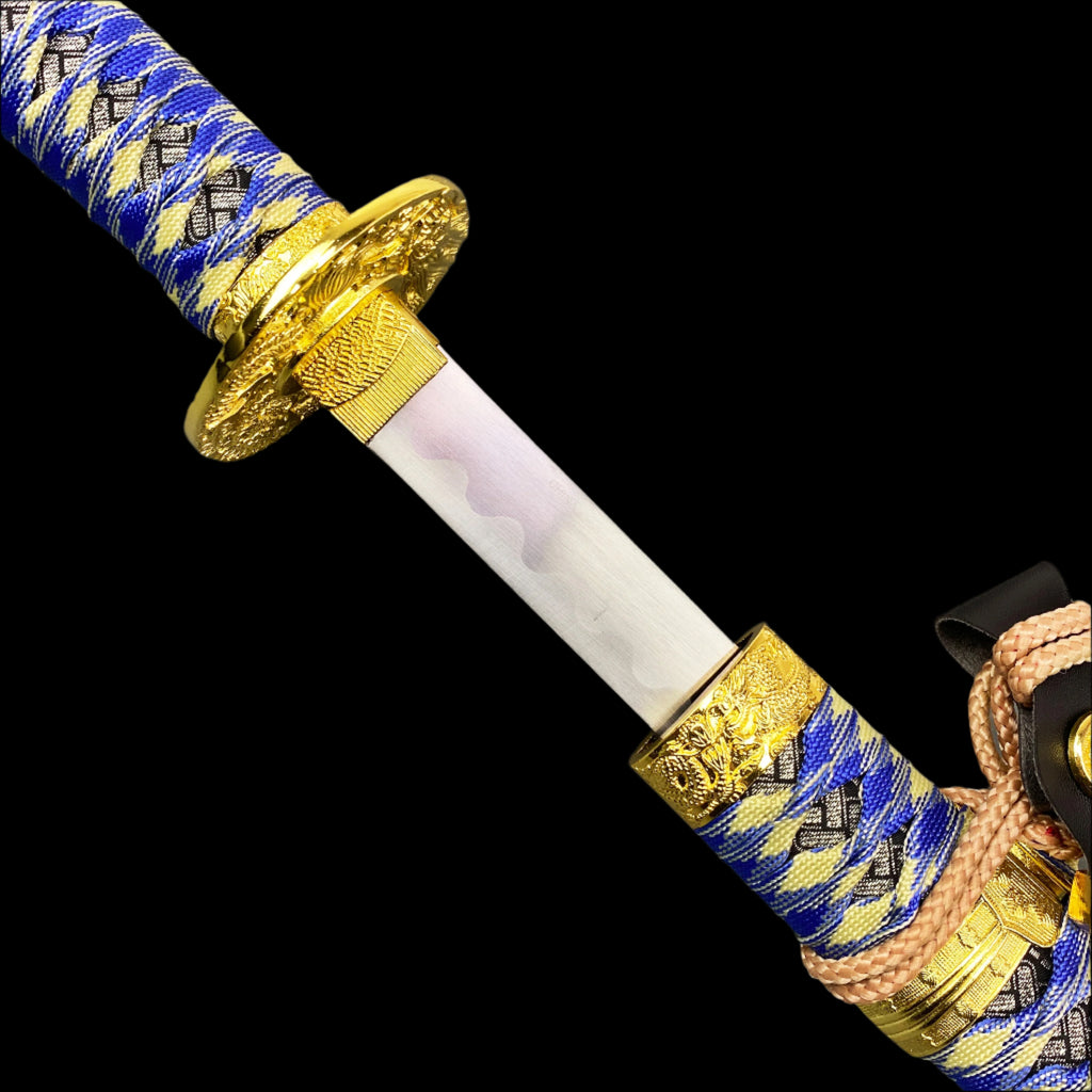 Decorative sword with blue and gold handle Wholesale Samurai Swords - Jintachi Cermonial Swords 
