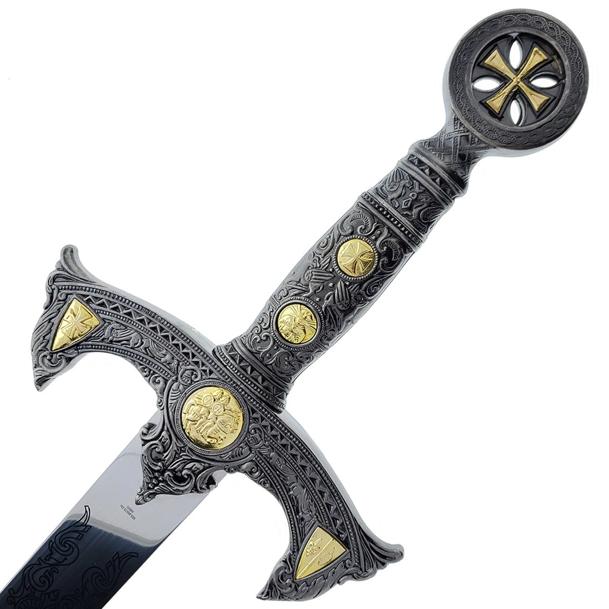 47" Knights of Templar Sword with gold medallion and wood plaque