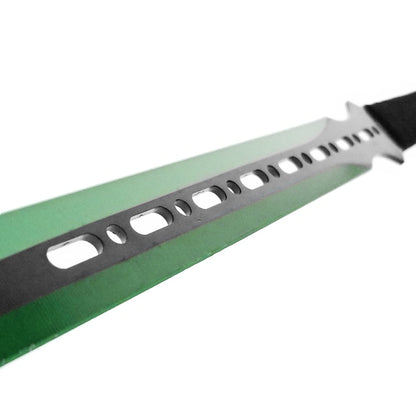 Tactical Master 27" Green Machete with 2 pcs 6" throwing knife,