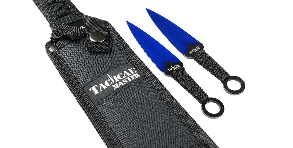 Tactical Master 27" Blue Machete Tanto Blade with 2 pcs 6" throwing knife