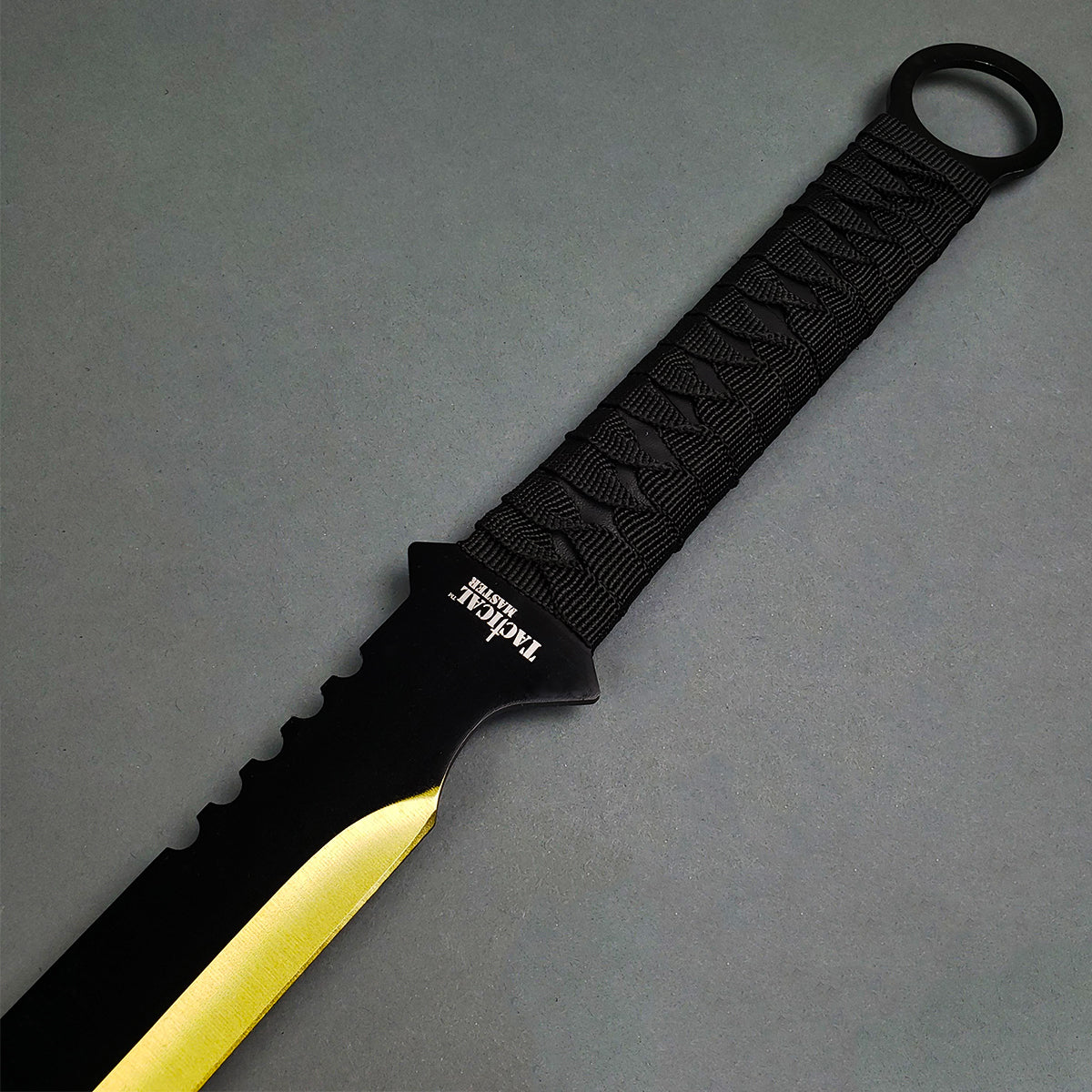 Tactical Master 27" Yellow Machete Tanto Blade with 2 pcs 6" throwing knife