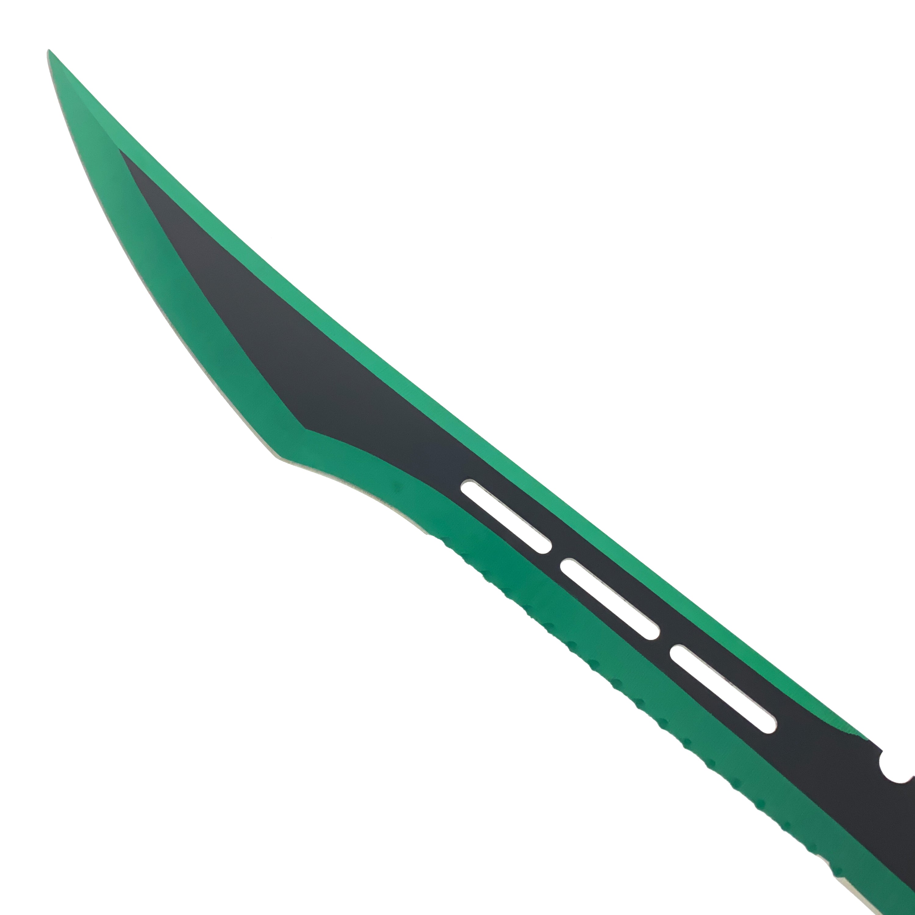 28" Green Machete w 3 Throwing Knives
