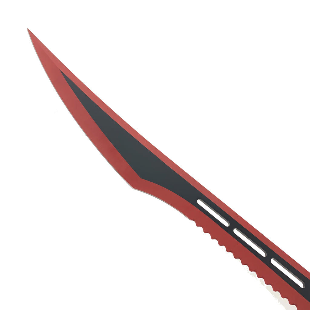 28" Red Machete w 3 Throwing Knives