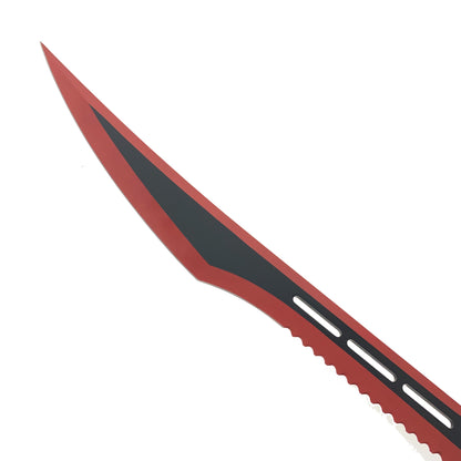 28" Red Machete w 3 Throwing Knives