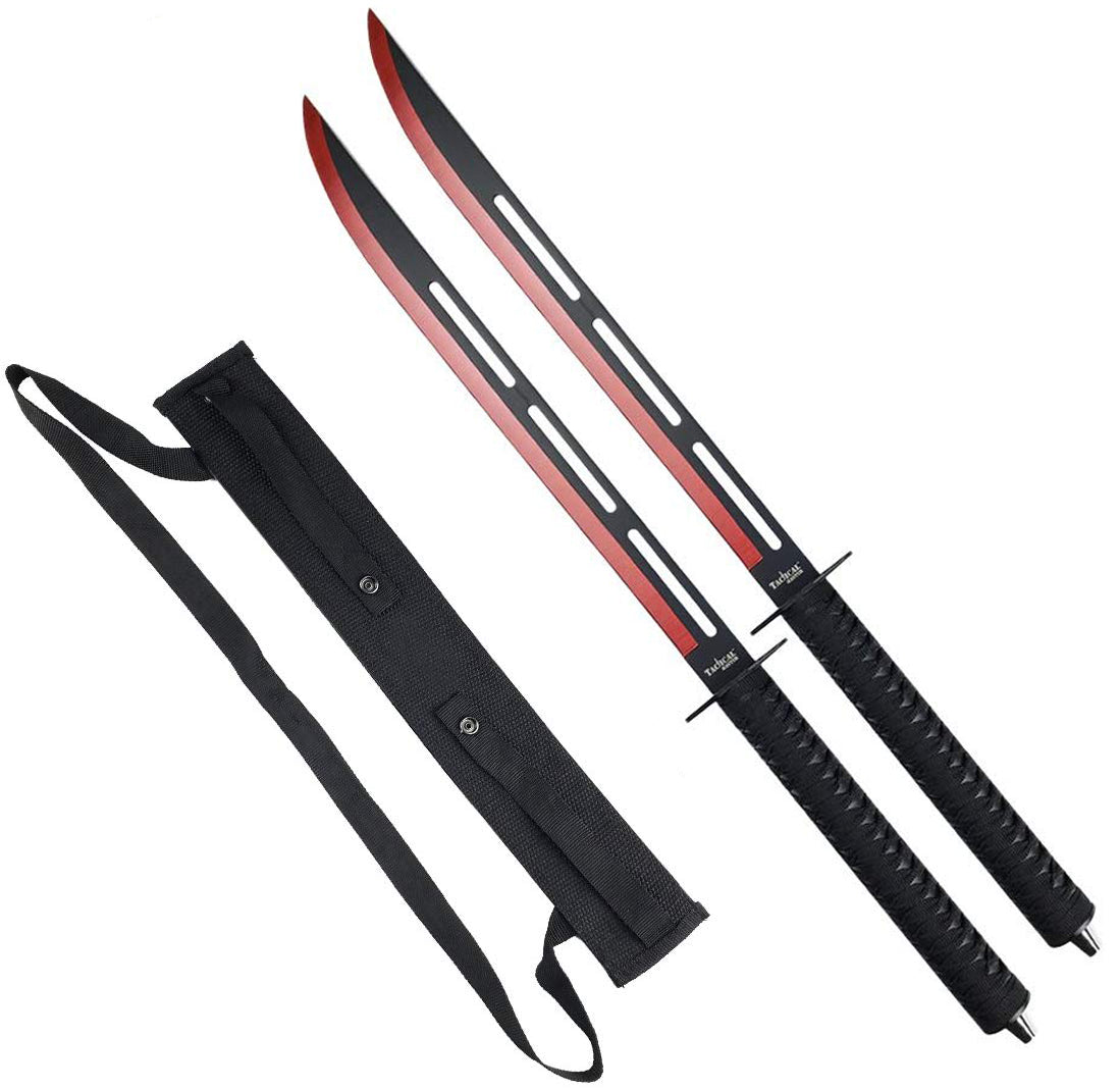 Tactical Master Twin Machetes with Red Color Coated Edge