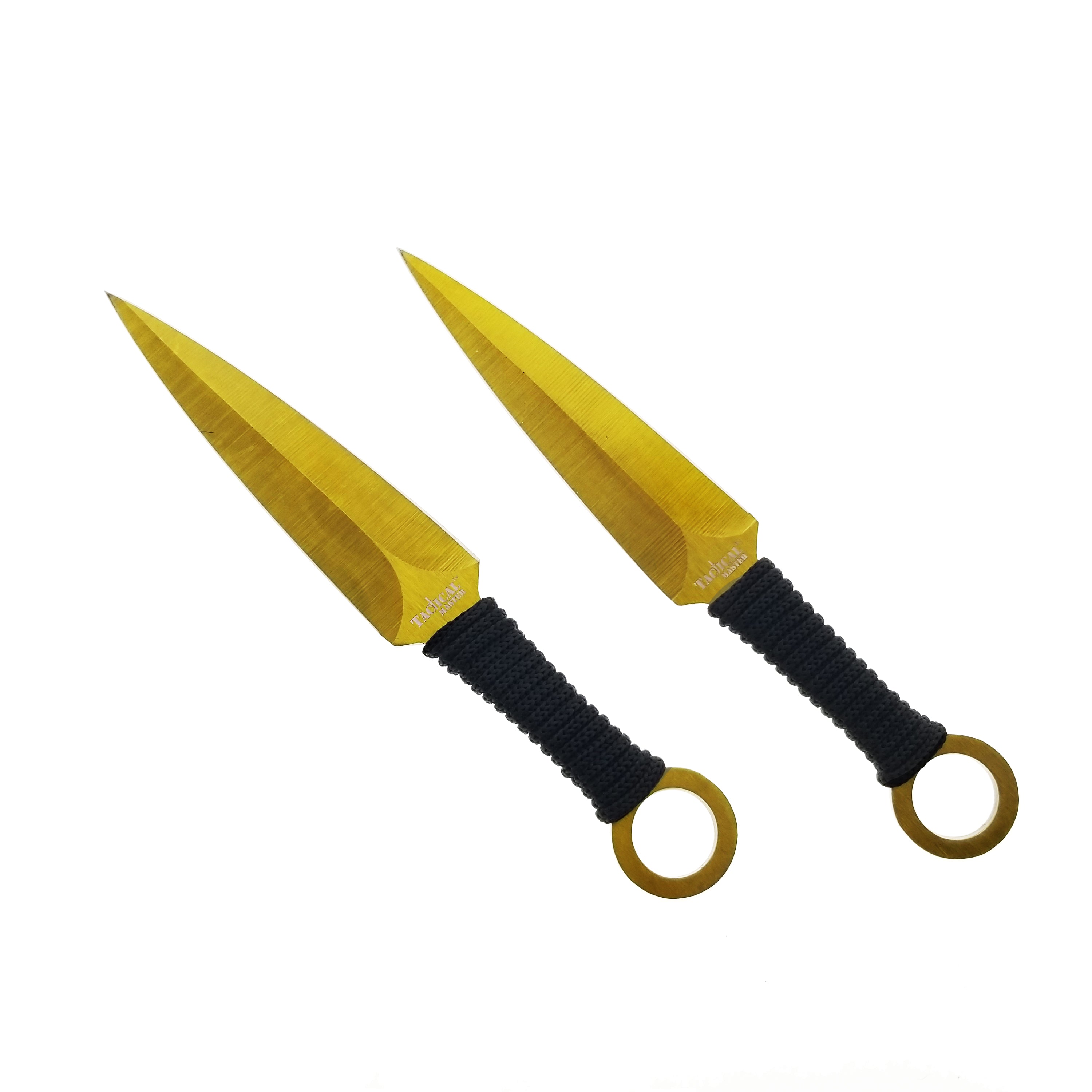 27" Machete w 2 Throwing Knives Gold