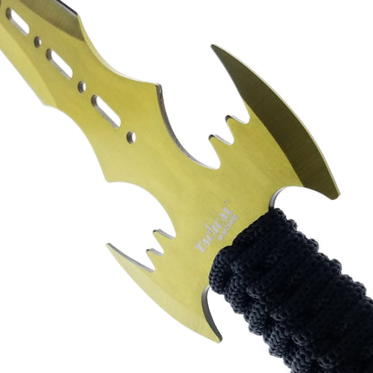 27" Machete w 2 Throwing Knives Gold