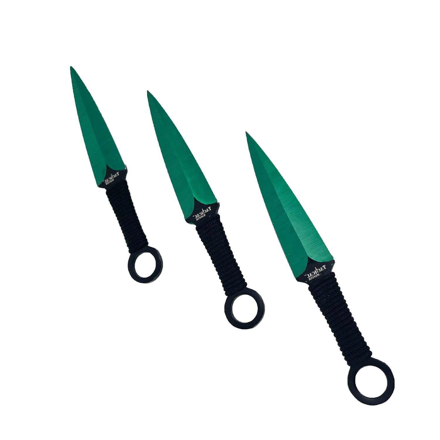 27" Machete w 2 Throwing Knives Green
