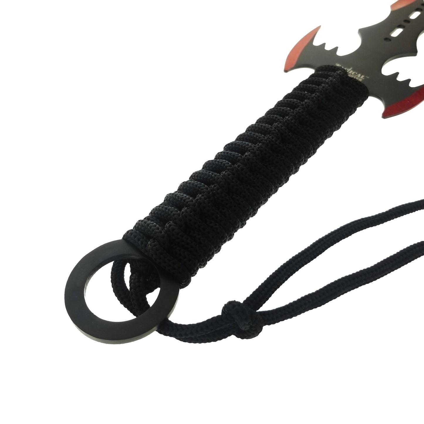 Tactical Master 27-inch full length long knife, 3MM black & red jaw blade, black tie rope, 3PCS 6.5-inch two-color darts, Black nylon sleeve