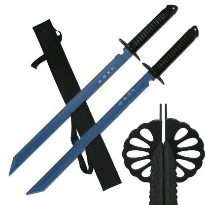 26" Twin Tactical Machete Set Blue
