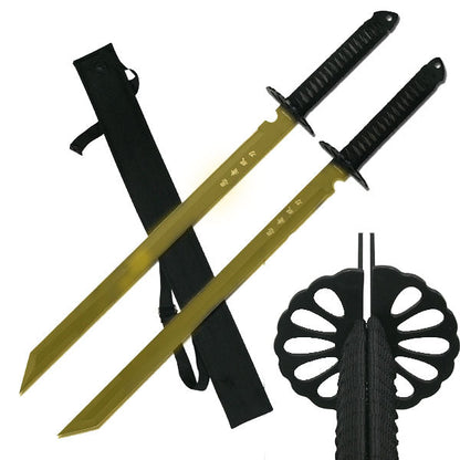 26" Twin Tactical Machete Set Gold
