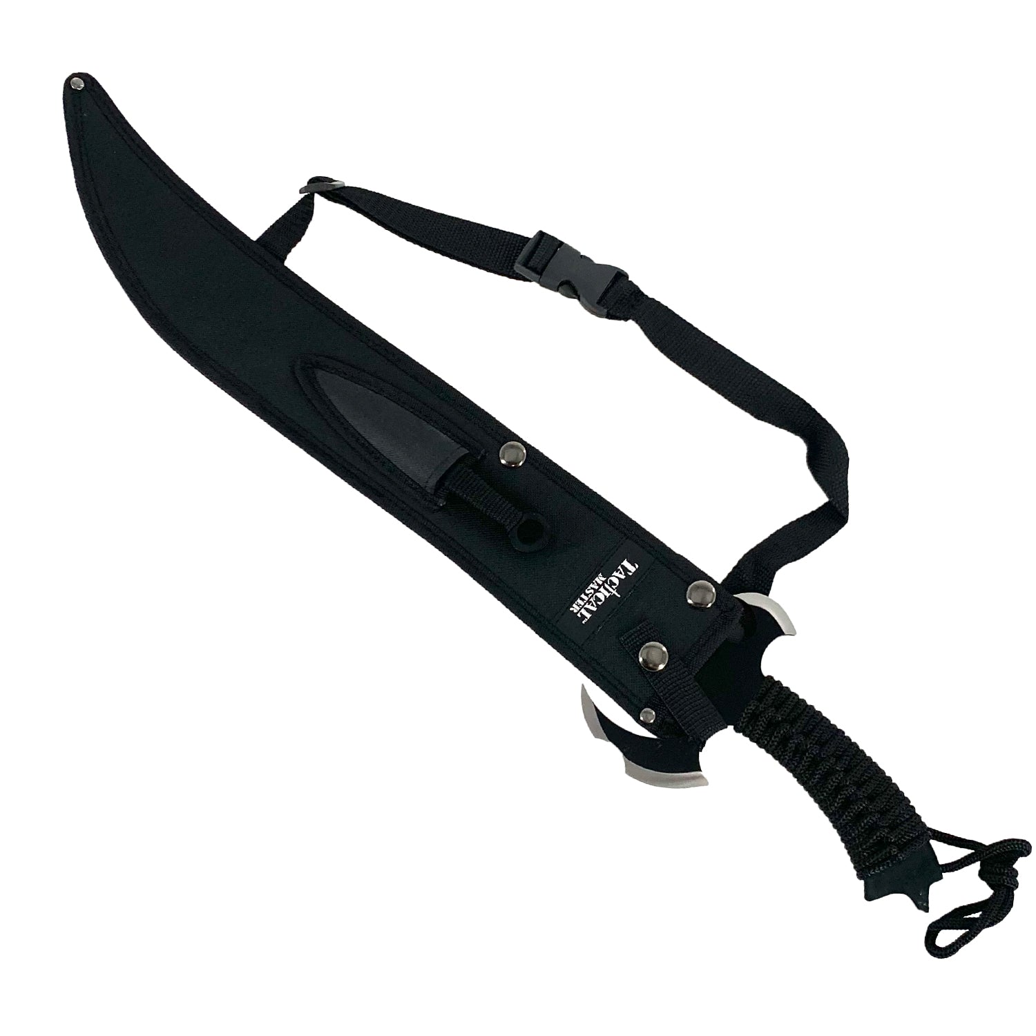 27" Black Tactical Machete w 2 Throwing Knives