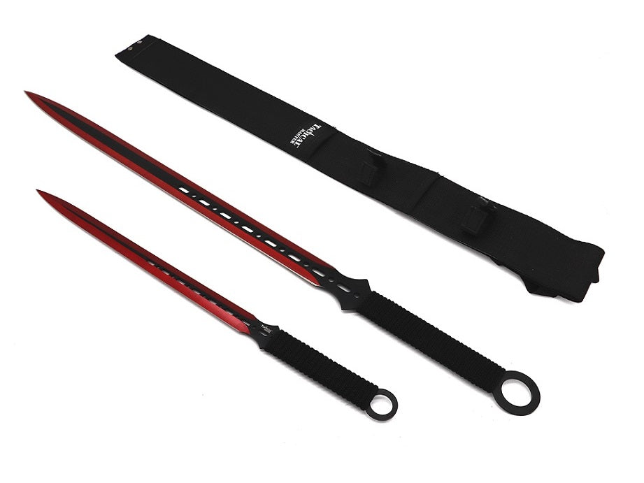 Tactical Master 28" & 18" Red Machete Set